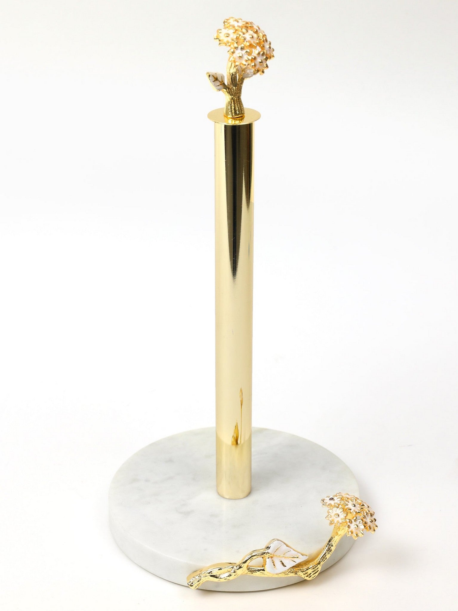 Kitchen Paper Towel Holder - Gold Tree Design with Marble Base